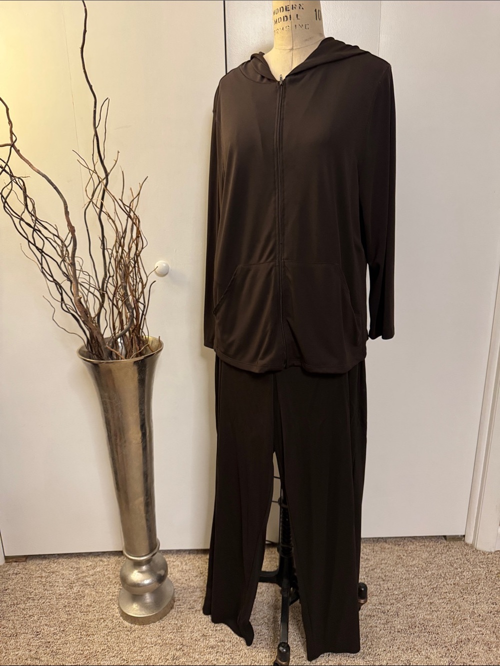 Brown Zip Hoodie Set